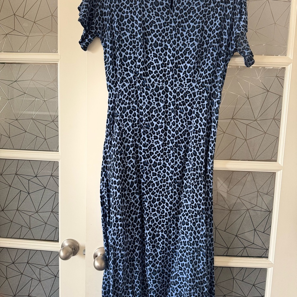 Blue Leopard Print Dress